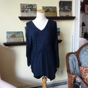Navy Blue Bailey 44 Dolman Sleeve Batwing Tunic / Dress Draped Capelet XL
